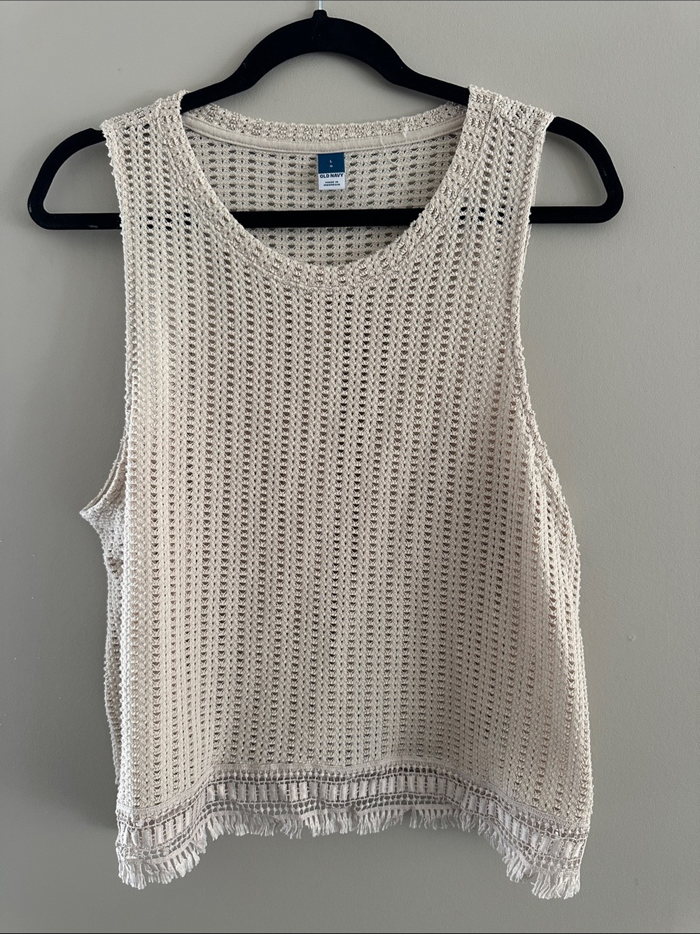 Old Navy Cream Open-Knit Fringe Tank